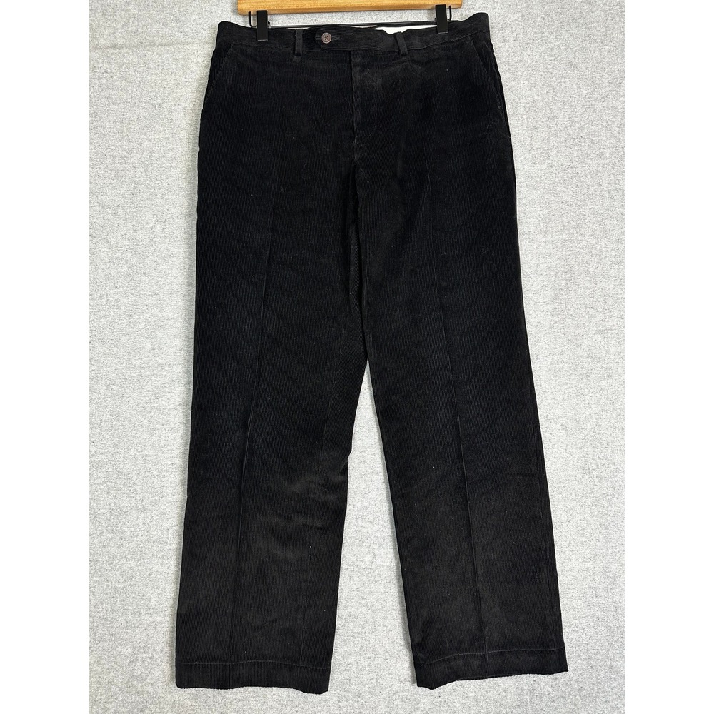 Ralph‎ Lauren Corduroy Pants 34x30 Black Flat Front Straight Leg Cotton